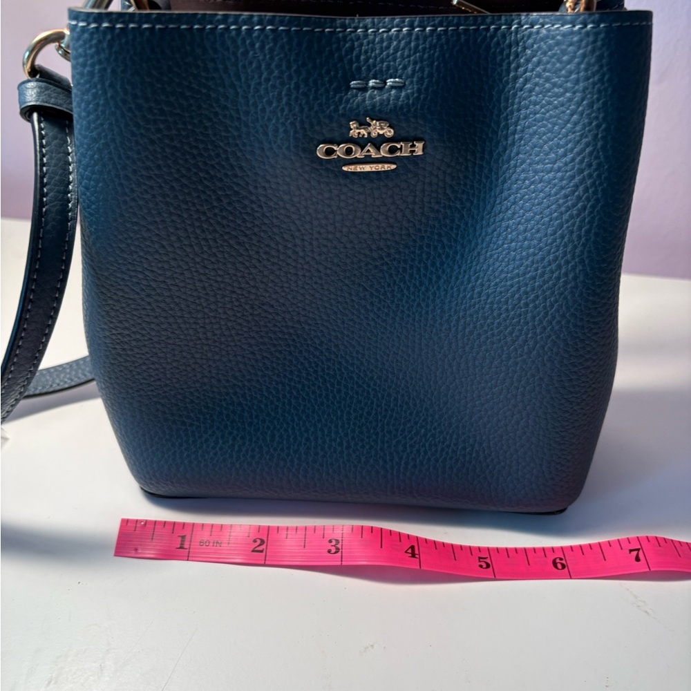 Coach Pebble Leather Crossbody Bucket Bag - Denim Blue - Picture 2 of 4